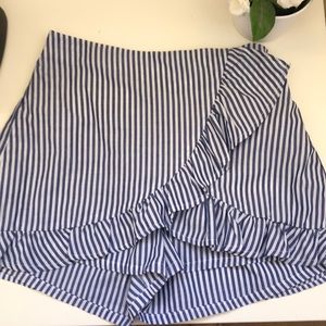 Blue & white striped skort